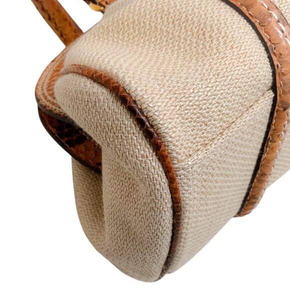 Christian Dior Beige Canvas Small My Dior Satchel with Python Leather - Picture 6 of 10